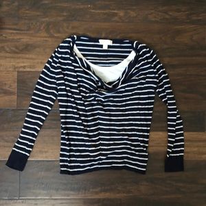 MICHAEL KORS navy white striped top size m